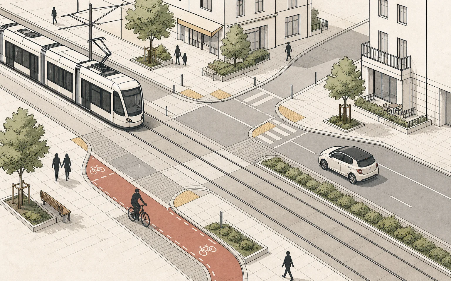 Schematische Darstellung verschiedener Verkehrsmittel in München ohne Textbeschriftung